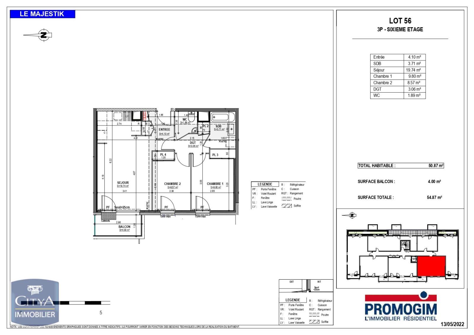 Photo Appartement 3 pièces 50.87m²