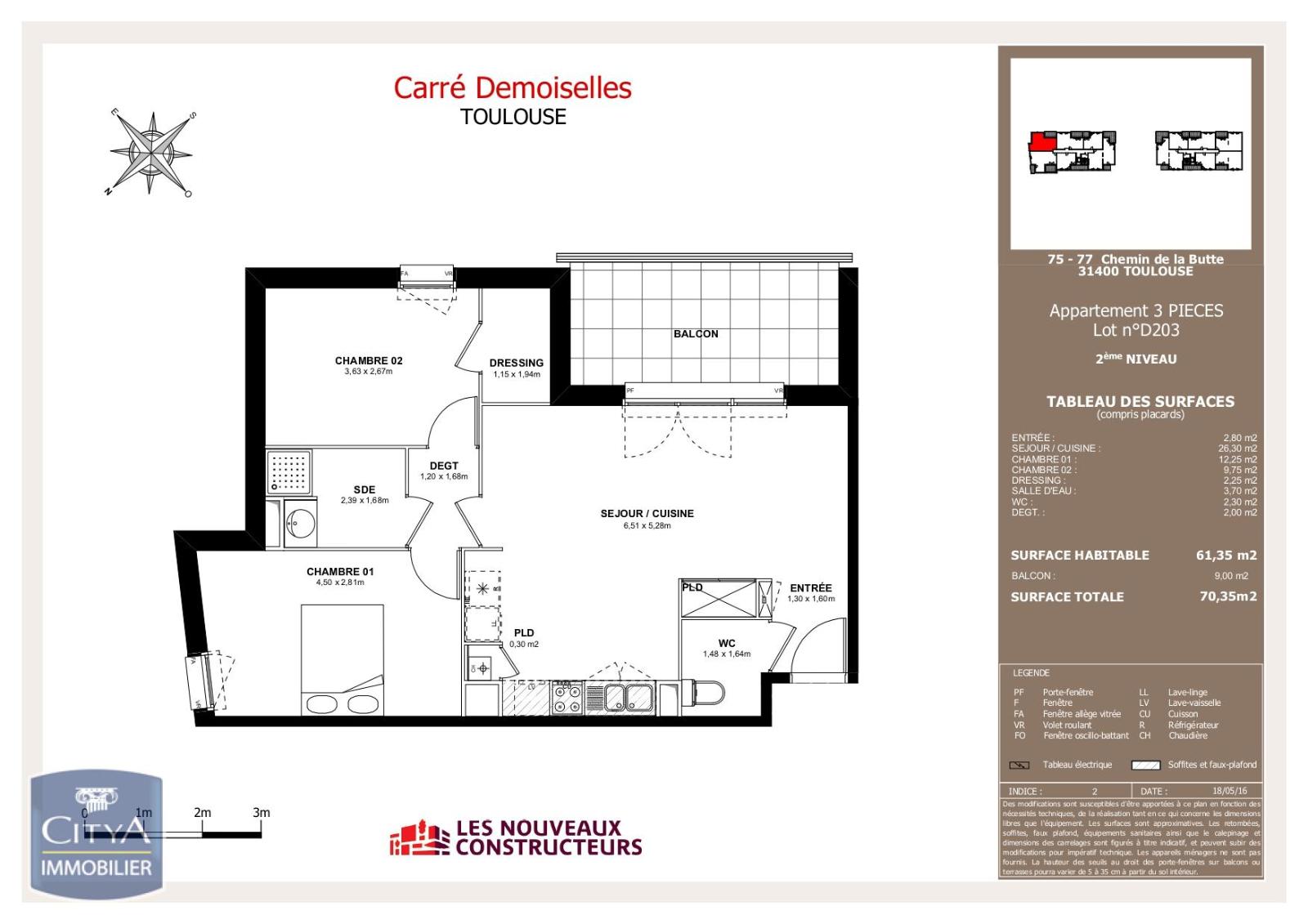 Photo Appartement 3 pièces 61.35m²