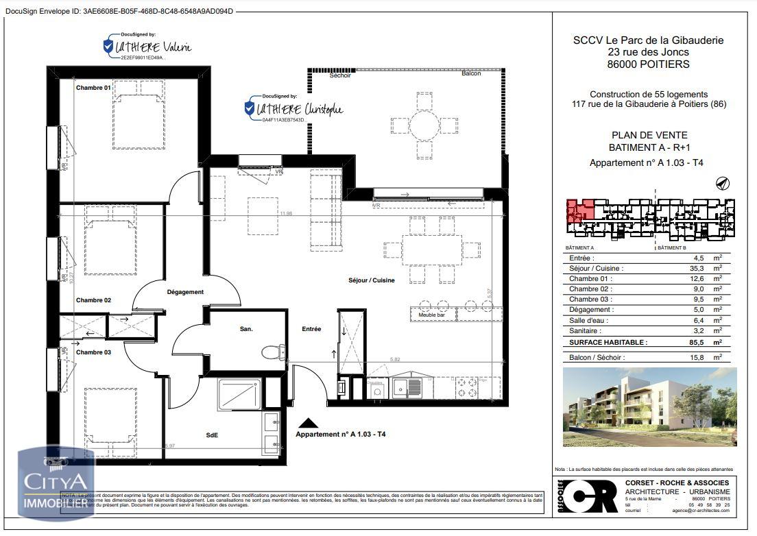 Photo Appartement 4 pièces 85.5m²