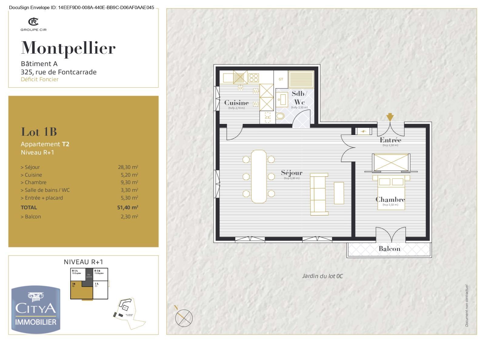 A LOUER APPARTEMENT T2 NEUF MONTPELLIER LES ARCEAUX