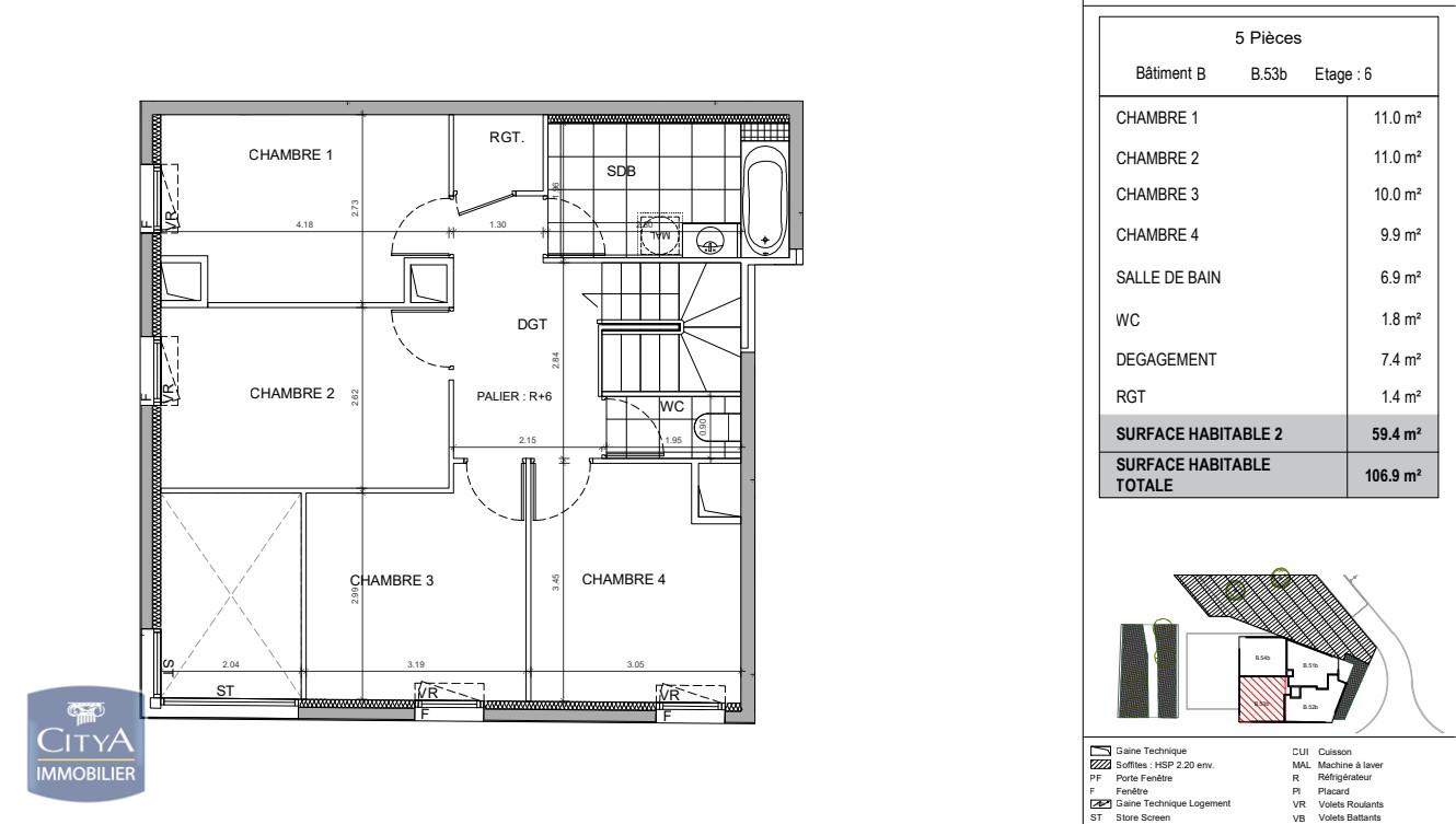 Photo Appartement 5 pièces 106.9m²