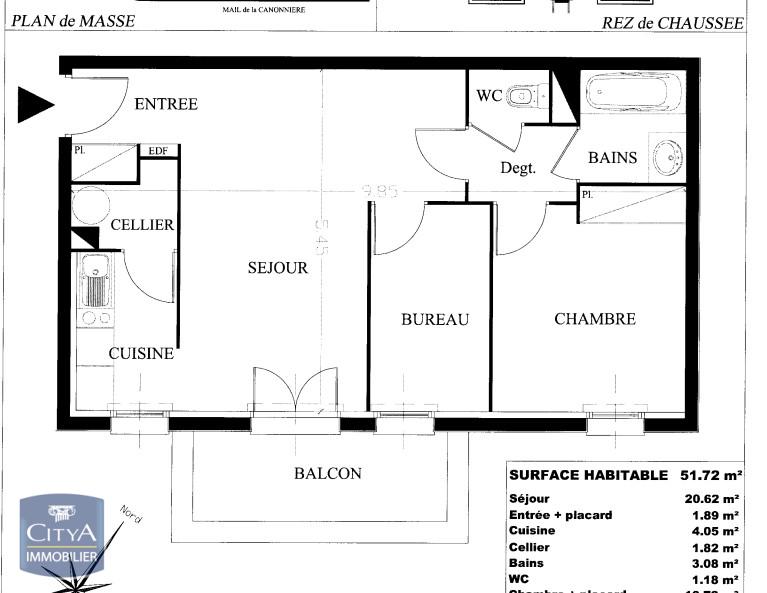 A louer T2bis avec BALCON et PARKING secteur TOUL/ARSENAL