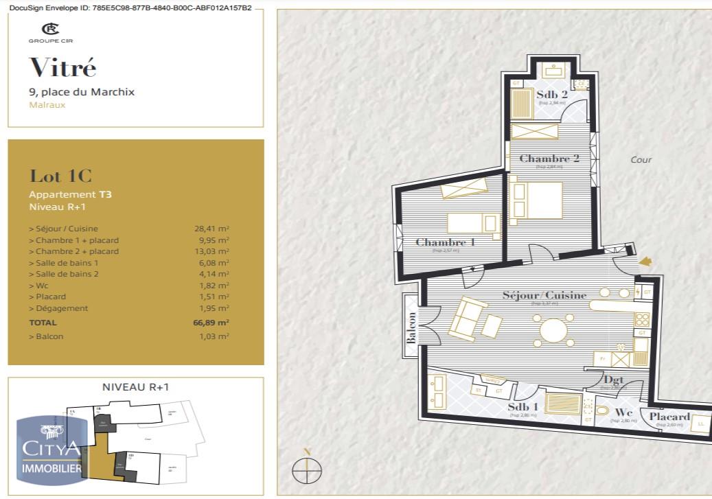 Photo Appartement 3 pièces 66.89m²