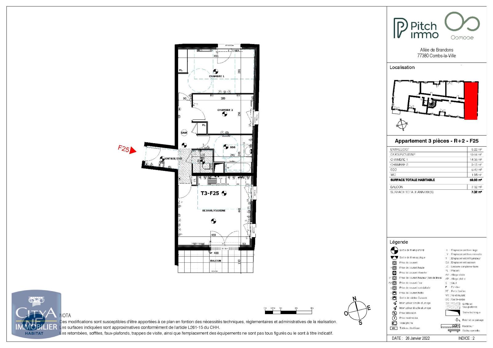 Photo Appartement 3 pièces 59.93m²