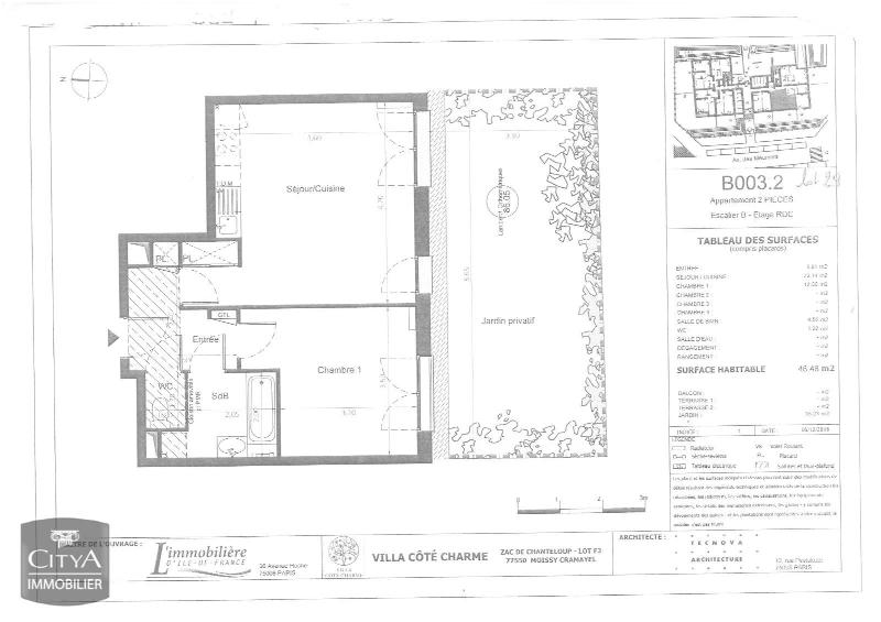 Appartement à réserver sur plan